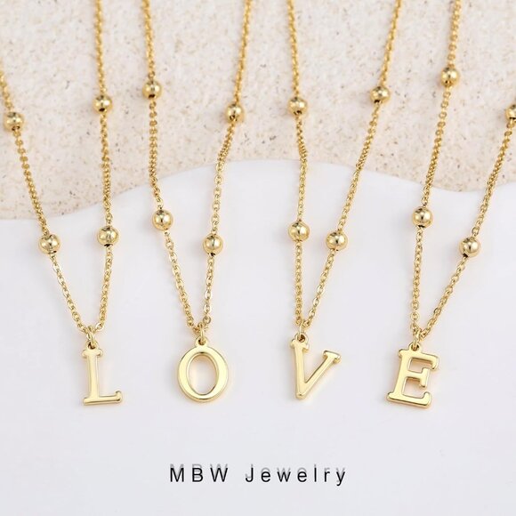 Elegant 14K Gold Plated Initial Necklace with Lobster Clasp - Jewelry Gift - Picture 3 of 9